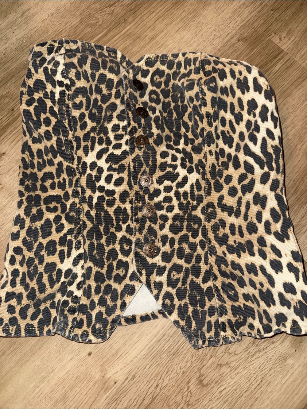 Leopard Print Button Front Bustier Top